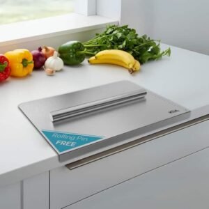Buy Large 304 Stainless Steel Chopping Board with Free Rolling Pin Online in India - Free Shipping