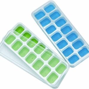 Flexible Ice Cube Maker Trays with Lid, 16 Grids Each, Kitchen Freezer