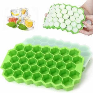 Flexible Silicone Honeycomb Ice Cube Tray, 37 Cavities – Pack of 2