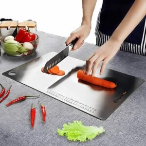 Stainless Steel Chopping Board Large Set with Knife and Sharpener in India