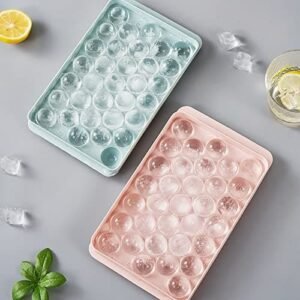 Multicolor plastic round ice cube tray with 33 cavities