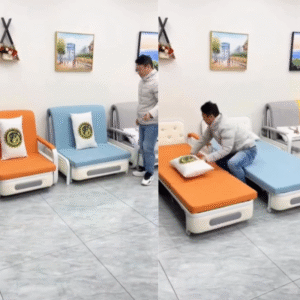 Sofa cum bed in bed mode, perfect for sleeping.