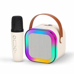 Karaoke microphone with speaker and LED lights